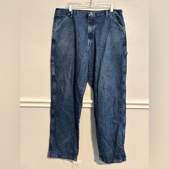 Wrangler Men’s Carpenter Jeans w/ Distressed Hems Size 38x32 - Picture 1 of 7
